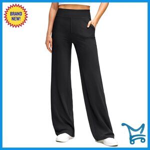 High Stretch Wide Leg Yoga Pants Soft Comfy Casual with Pockets Petite Regular